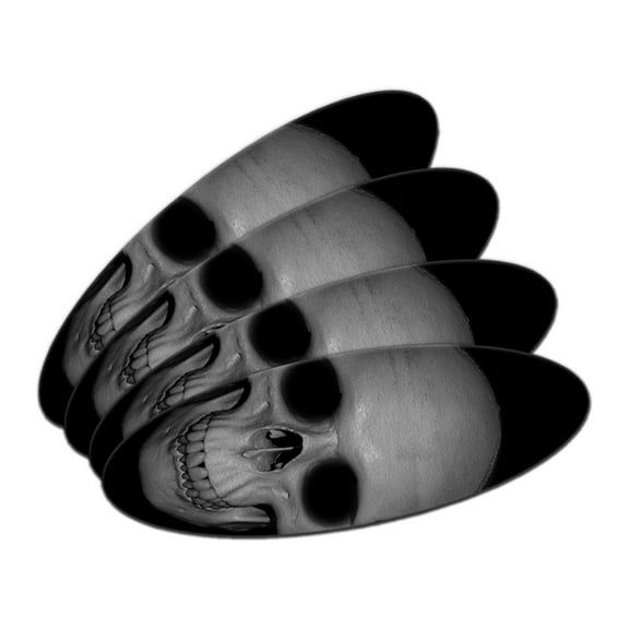 Human Skull - Front View Double-Sided Oval Nail File Emery Board Set 4 Pack