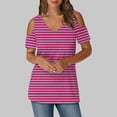 thumbnail image 2 of zfwon Women'S Casual Cold Shoulder T Shirt V Neck Short Sleeve Blouse Tunic Tops Sexy Casual Comfy T Shirt Colorblocked Gradient Print T-Shirt Pullover Tees Shirts, 2 of 6