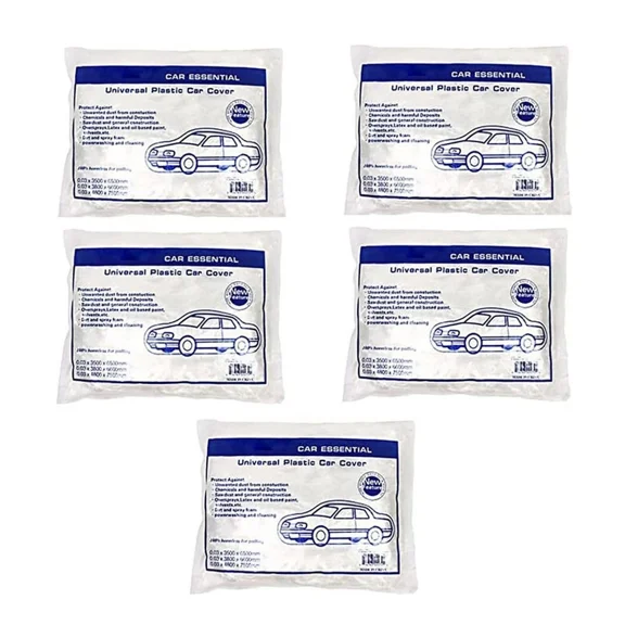 Aniceparthy 5PCS Clear Plastic Disposable Car Cover Temporary Universal Rain Dust Garage