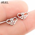 thumbnail image 1 of Pendientes pequeños de acero inoxidable para mujer y niña, aretes con forma de pata de perro, Animal negro, abeja, gato, serpiente, erizo, Piercing, joyería para regalo, novedad, 1 of 2