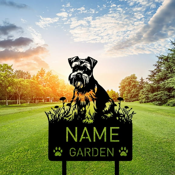 Custom Miniature Schnauzer Dog Metal Memorial Garden Stake Personalized Pet Grave Marker Name Sign Remembrance Stake Decor