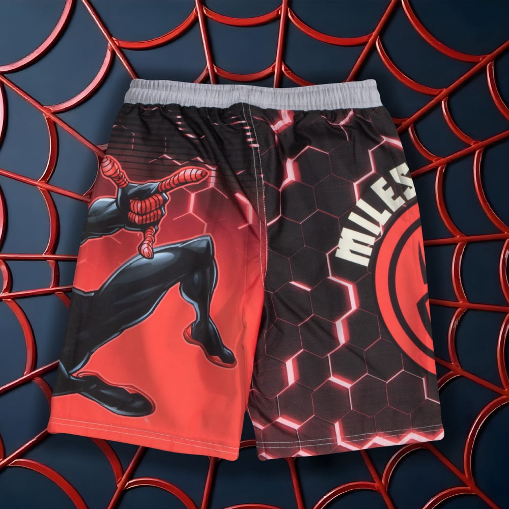 Marvel Boys Spider-Man Miles Morales 2-Piece Rash Guard Swim Set, Quick Drying Swim Shirt & Trunks, Superhero Swimsuit for Kids (Sizes 8-12)