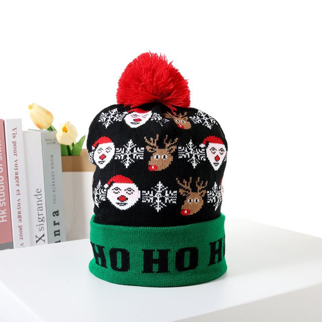 Gorro navideño de moda para otoño e invierno, gorro de punto con luz LED, colorido, luminoso, cálido, para adultos, con gorro de bola