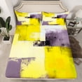thumbnail image 2 of Manfei Chic Abstract Watercoor Bed Sheets, Yellow Oil Printing King Sheets, Vintage Mid Century Sheet Set, Luxury Bedroom Decor, 4 Pieces, 2 of 7