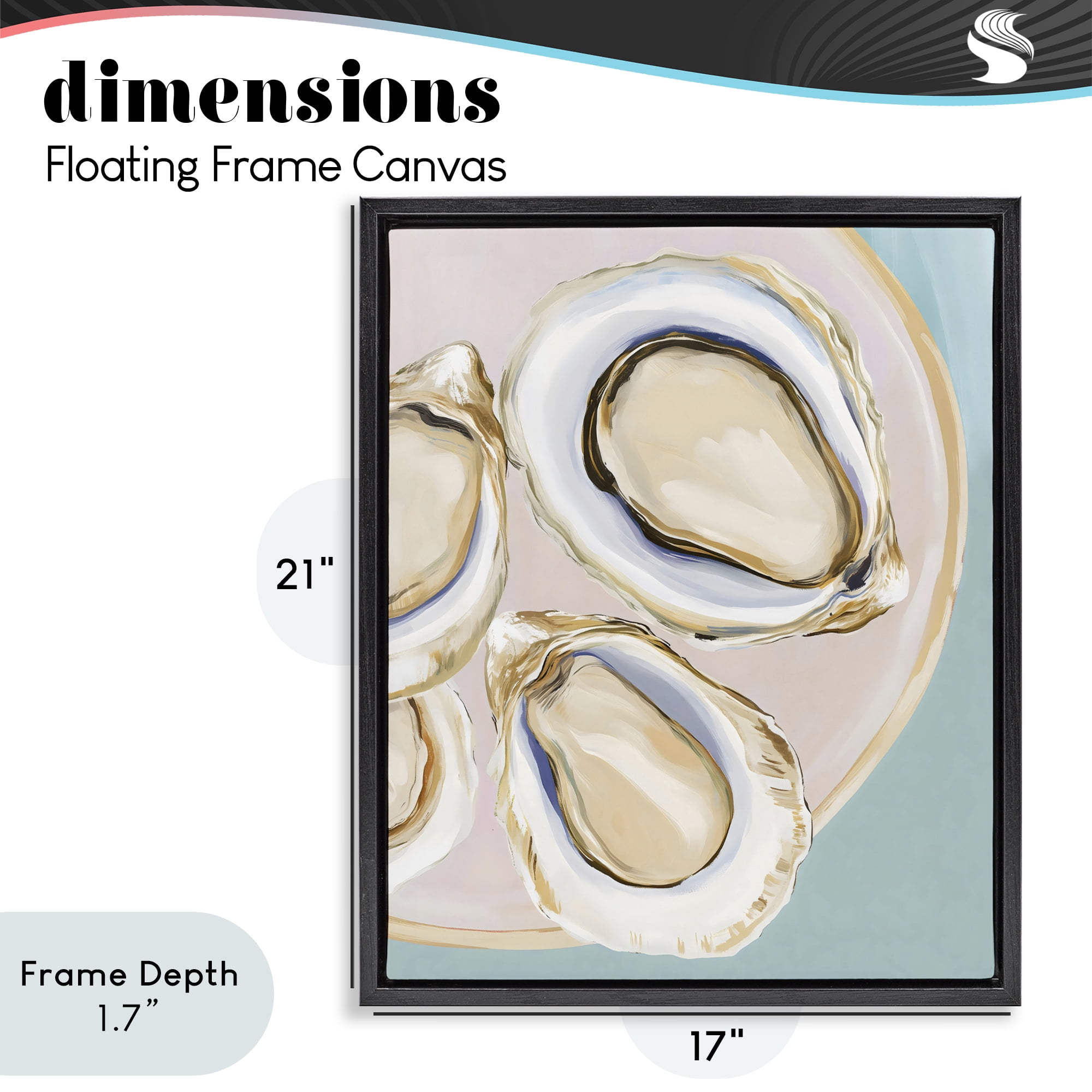 Stupell Industries Plate of Oysters Black Framed Floater Canvas Wall Art, design by The Prints Vibe