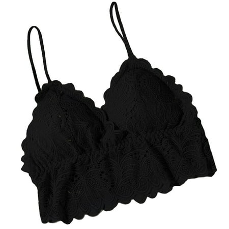 

Douhoow Young Girl Bra Solid Color Lace Patchwork Push Up Padded Bra One Size