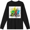 thumbnail image 4 of Colorful Eiffel Tower Adult Black Crew Neck Long Sleeve Tee-Medium, 4 of 6