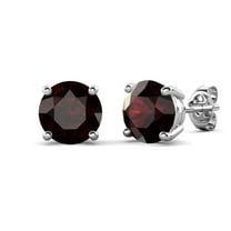 Cate & Chloe Magnolia 18k White Gold Plated Women's Stud Earrings with Garnet Simulated Diamond