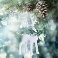 thumbnail image 4 of CuiLiyq Christmas Reindeer Tree Ornament, Flocked Christmas Elk Figurines Pendants with Green Wreath, Standing Deer Hanging Charm Ornaments for XmasTree Party Holiday Decor (White), 4 of 6