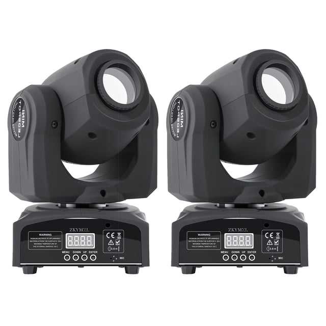 Luces para DJ Moving Head ZKYMZL, 25 W, 2 unidades, 8 gobos, 8 colores
