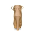 thumbnail image 2 of BLISSFUL STEP Women's Platform Lace Up Strap Block Heels Ankle Boots Nude 8.5, 2 of 7