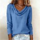 thumbnail image 5 of TaTaai Women's Casual Loose Linen Long Sleeve Crew Neck Tops Elegant Draped Pleated Collar Solid Color Lightweight Comfy Blouses for Daily Office Gift, 5 of 8