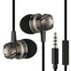 thumbnail image 1 of Auriculares estéreo deportivos de metal con cable y bajos de 3,5 mm. Negro, 1 of 6
