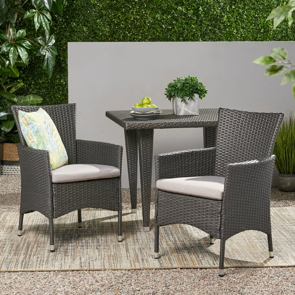 Patio Furniture Sets, MALTA DINING CHAIR(set of 2), Grey Outdoor Patio Furniture Sets,Wicker Garden Patio Furniture Sets,