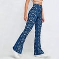 thumbnail image 6 of Abomasnow Women's High Waist Flare Pants Tummy Control Floral Print Bell Bottom High Stretch Yoga Pants for Workout Athletic Gym, 6 of 9