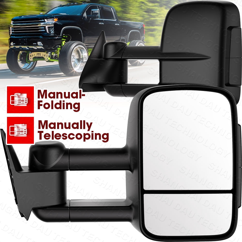 AKKON Driver Side Manual Towing Mirror For 2003-2019 Chevy Express & GMC Savana Vans (Black)