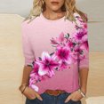 thumbnail image 2 of Oalirro Pink Women Blouses and Tops Fashion Round Neck Three-Quarter Sleeve Top M, 2 of 4