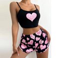 thumbnail image 4 of Xysaqa Pajamas Set for Women Love Printed Spaghetti Strap Cami Tank Tops and Shorts Womens Two Piece Pjs Set Cute Sleepwear Black Xl, 4 of 7