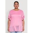 thumbnail image 2 of Womens Plus Size Fringe Sleeve Hem Tee, 2 of 5