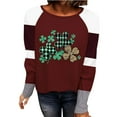thumbnail image 4 of TrendVibe365 St Patricks Day Womens Long Sleeve Shirts Plus Size Green Plus Size with Crew Neck Polyester Casual St. Patricks Day Blouse Tops for Irish Themed Gifts 2XL, 4 of 5