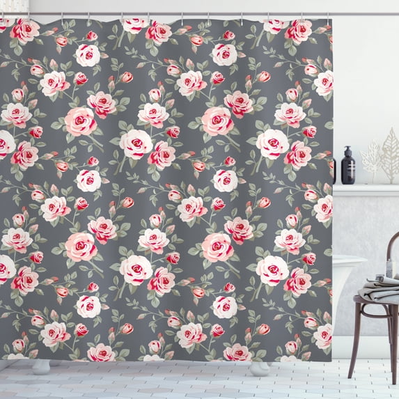Ambesonne Shabby Flora Shower Curtain, Rural Buds Vintage, 69"Wx84"L, Multicolor