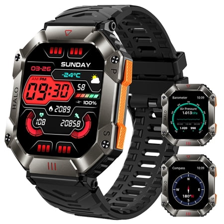 VOPOCO Smart Watches for Men with Elevation Barometer, Compass 100+ Sports Modes Activity Tracker for Men, 2.0" HD Screen, 650 mAh Battery Smartwatch, Compatible for iOS/Android