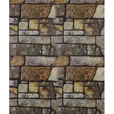 Dundee Deco Peel and Stick Self Adhesive Removable Wallpaper - Abstract Marble Brown, Yellow, Grey Slate , 18 ft x 18 in