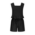 thumbnail image 4 of Summer 2 Piece Sets for Women Women's Summer Outfit Clothing Set Female V-Neck Sleeveless Tops Pants Sets Full Pant Style S_140 Women's Tracksuits Black XL, 4 of 6