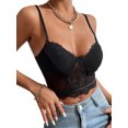 thumbnail image 2 of VISgogo mujeres encaje malla perspectiva camisola pestañas cuello en V sin mangas Sling Tank Tops club nocturno espalda descubierta chaleco VISgogo  moda, 2 of 9