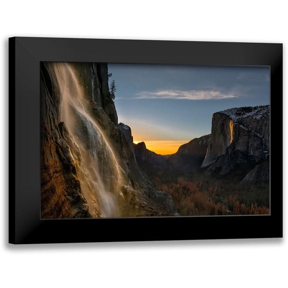 Zhu, Hua 14x11 Black Modern Framed Museum Art Print Titled - Yosemite Firefall