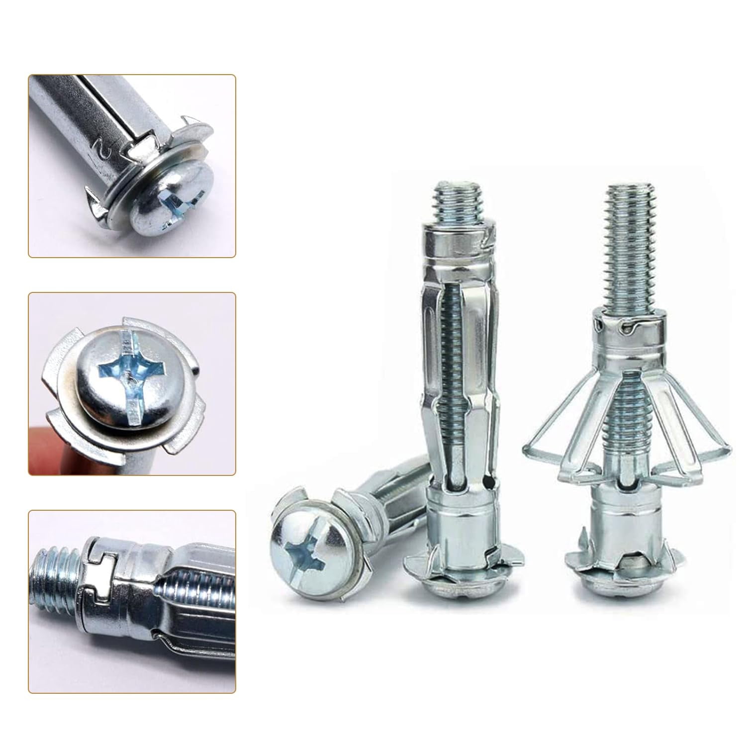 30 pcs Molly Bolts, Metal Drywall Anchors, Heavy Duty Zinc Plated Steel Molly Bolt (M6-52)