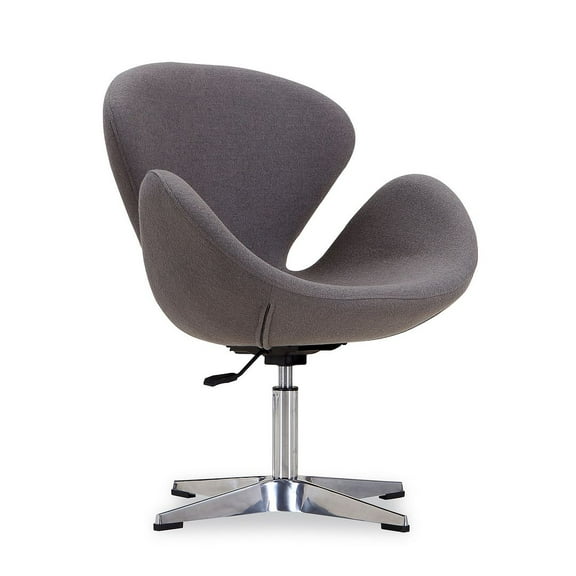 Raspberry Grey and Polished Chrome Wool Blend Adjustable Swivel Chair