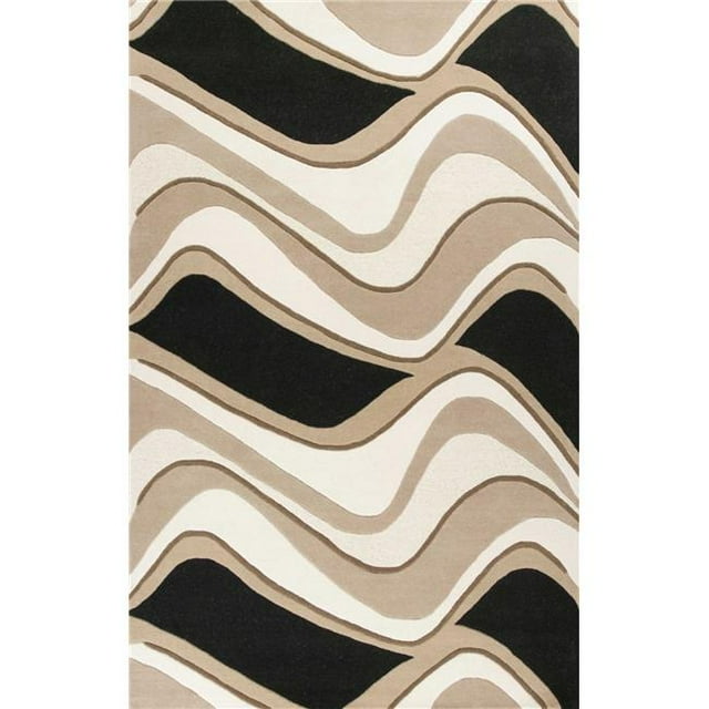 HomeRoots 352354 Tapis en Laine Noir et Beige 3 Pi 3 Po x 5 Pi 3 Po