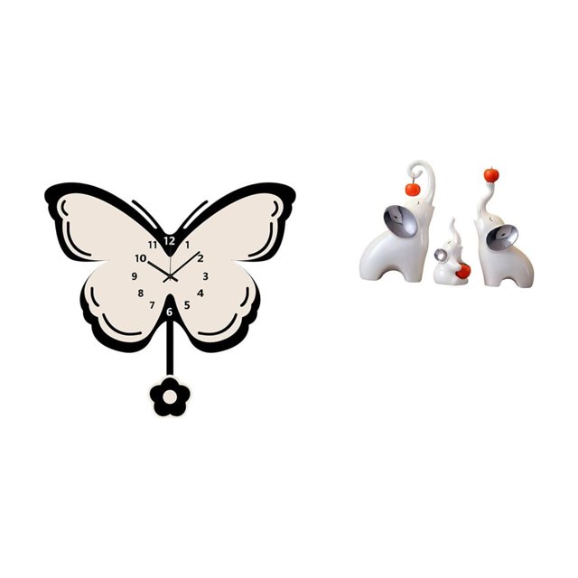 Reloj De Pared Acrílico Con Diseño De Mariposa Para Oficina, Comedor, Habitación Infantil, Casa De Campo Con Esculturas De Elefantes, Estatuas De Animales, Manualidades, Decoraciones De
