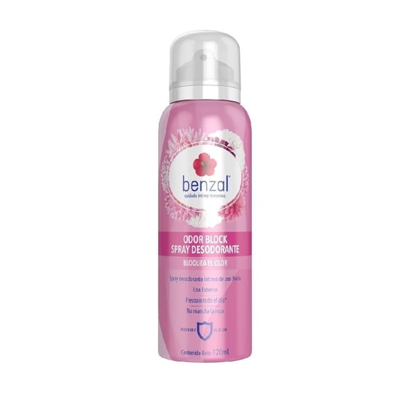 Desodorante íntimo Benzal femenino tecnología odor-block hipoalergénico en spray 120 ml