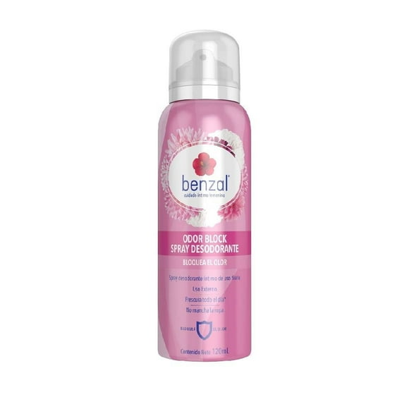 Desodorante íntimo Benzal femenino tecnología odor-block hipoalergénico en spray 120 ml