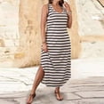 thumbnail image 2 of WRKEKC Casual Dresses for Women Striped V Neck Sleeveless Loose Relaxed Midi Soft Breathable Fabric Comfort Soft, 2 of 8