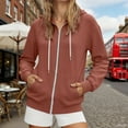 thumbnail image 2 of Yuannlog Womens Hoodies Casual Full Zip Up Coats Long Sleeve Hooded Solid Color Sweatshirts With Pockets Oversized Zipper Jackets, 2 of 4