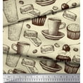 thumbnail image 2 of Soimoi Modal Satin Fabric Burger,Cupcake & Cups Print Sewing Fabric Yard 42 Inch Wide, 2 of 3