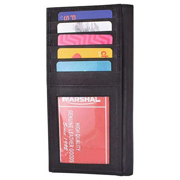 Genuine Leather Slim Bifold Checkbook Cover Credit Card ID Holder