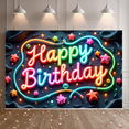 thumbnail image 6 of Yatrandify Colorful Stars Happy Birthday Neon Letter Banner for Birthday Party Celebration Decoration, 6 of 8