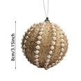 thumbnail image 3 of 3PC Christmas Hanging Ornaments Christmas Ball Ornaments Decorative Hanging Pendants, Champagne Glitter Shatterproof Baubles with Pearl Sequin Finishes for Xmas Tree 3.15Inch, 3 of 5