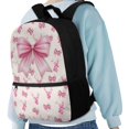 thumbnail image 4 of Binienty Pink Bow Deer Print Kids Backpack for Girls Ages 8-10 17 Inch Large Capacity Schoolbook Bag Customizable Length Shoulder Straps with Front Pocket Travel Daypack, 4 of 6