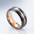 thumbnail image 6 of 18K Rose Gold Plating Titanium Steel 8mm Black Brushed Band for Man Wedding Ring, 6 of 7