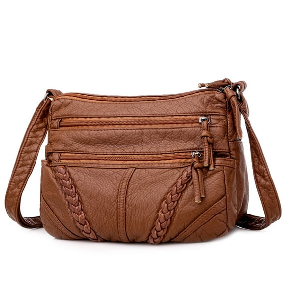 Peggybuy Retro Women Soft PU Leather Pure Color Shoulder Bag Small Handbag (Brown)