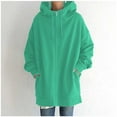 thumbnail image 2 of Xudanell Womens Zip up Hoodie Solid Color Pullover Long Sweatshirt for Women Hooded Jacket Woman Clothing Fashion Green XXXXL, 2 of 6
