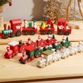 thumbnail image 5 of Tren de Navidad de 2 piezas, decoración de tren de Navidad de madera pintada, juego de tren de lujo para decoraciones de Navidad, fiesta, adornos de jardín de infantes (verde) JAMW Sencillez, 5 of 5