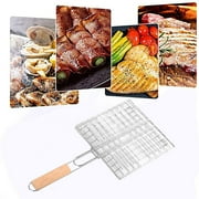 RKZDSR Foldable Barbecue Grilling Basket Grill BBQ Net Steak Meat Fish Vegetable Holder Kitchen Appliances
