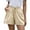 Khaki, variant on Simua Women's Bermuda Drawstring Shorts Loose Wide Leg Elastic High Waist Cotton Linen Shorts