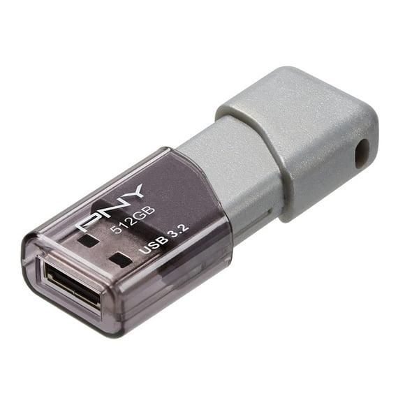 PNY 512GB Turbo Attaché 3 USB 3.2 Flash Drive – 100MB/s, Silver (Pack of 1)